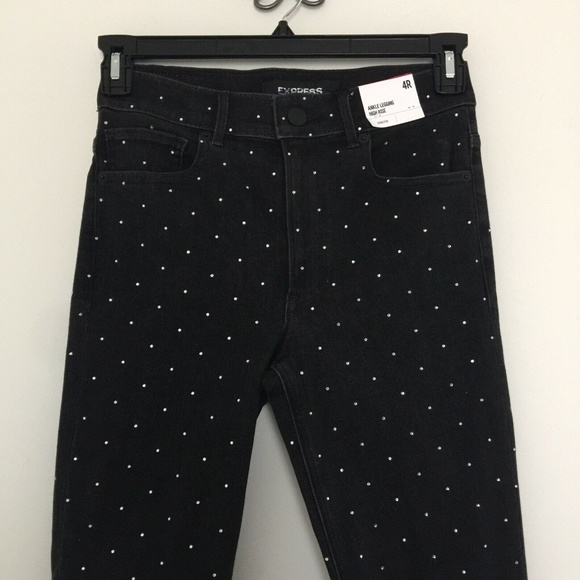 Express Mid Rise Rhinestone Studded Ankle Legging - Picture 4 of 8